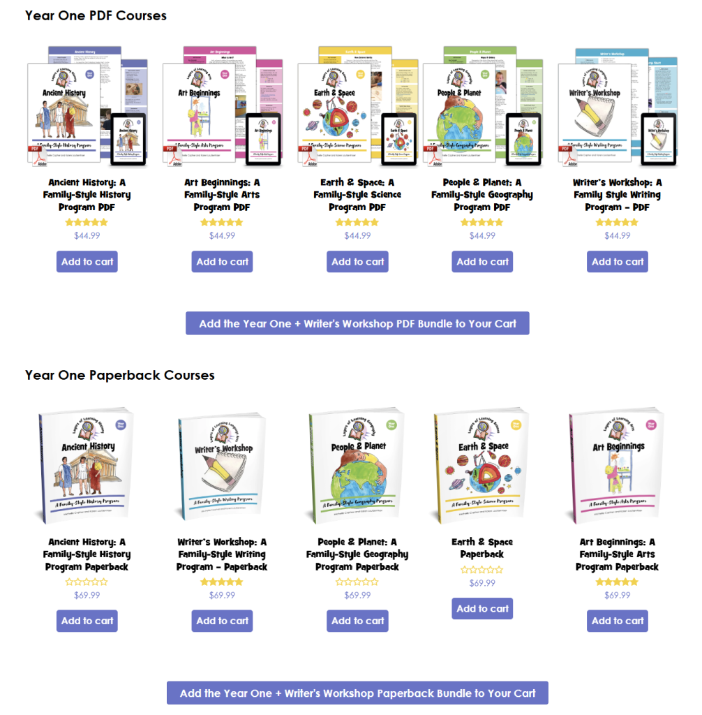 layers-of-learning-pdf-paperback - Advanced Coupons Layers of Learning’s curriculum in PDF and paperback formats, organized by subject