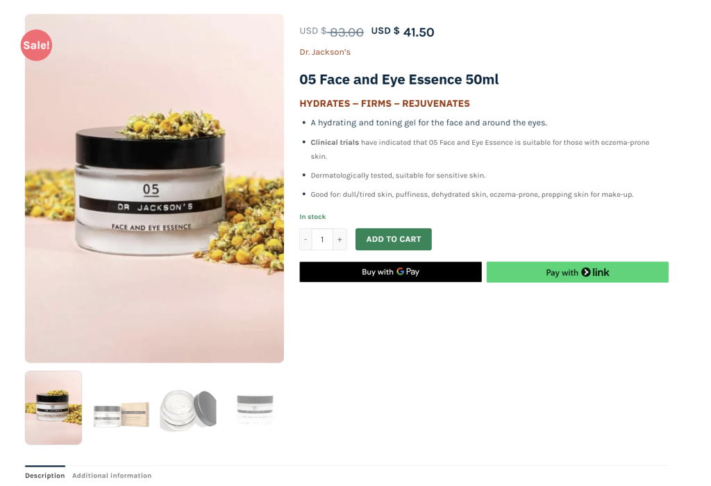 Product page of Mencare’s Face and Eye Essence with a visible sale discount 