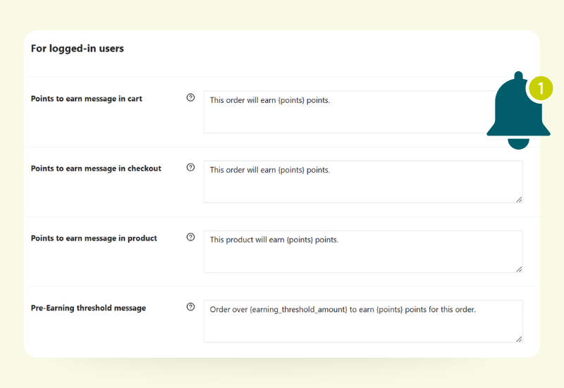 - Advanced Coupons Loyalty points messaging settings in WooCommerce Loyalty Program
