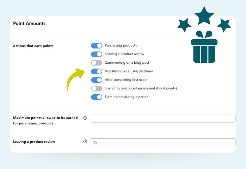 - Advanced Coupons Enabling customer actions to earn points in WooCommerce loyalty program
