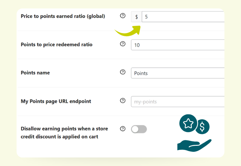 - Advanced Coupons setting price to points ratio in WooCommerce rewards program