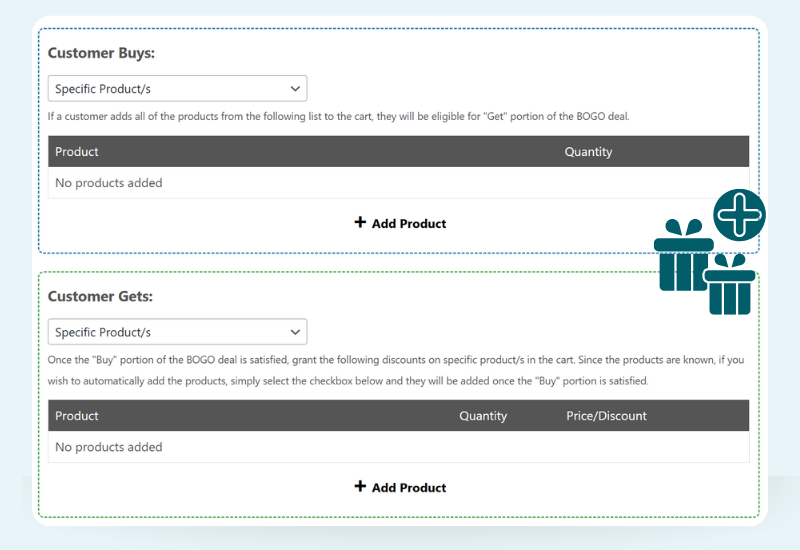 Buy One Get One coupon setup screen in WooCommerce using Advanced Coupons BOGO feature