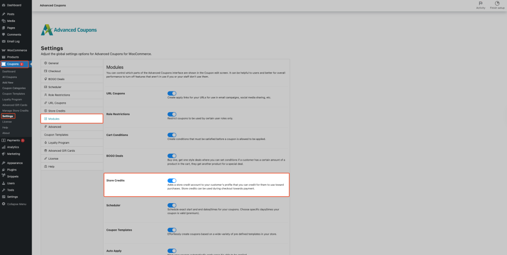Enable Store Credits