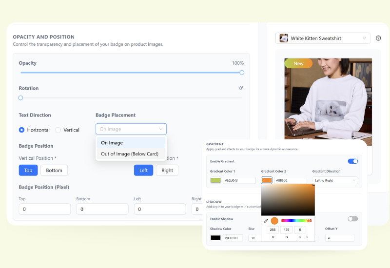 Style WooCommerce product badges with custom colors, size, and placement in Advanced Promo Kit