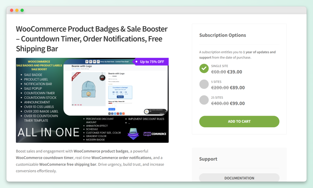 AsanaPlugins WooCommerce product badges and sale booster page