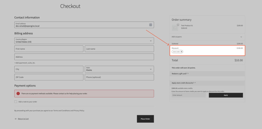 Customers can see store credits applied automatically in totals