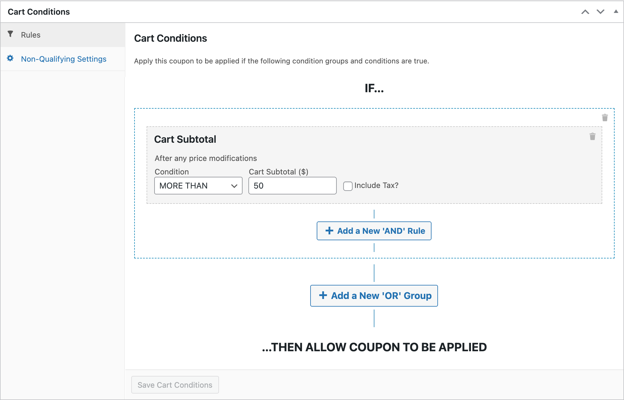 Cart conditions stop an offer applying to orders it was never meant for