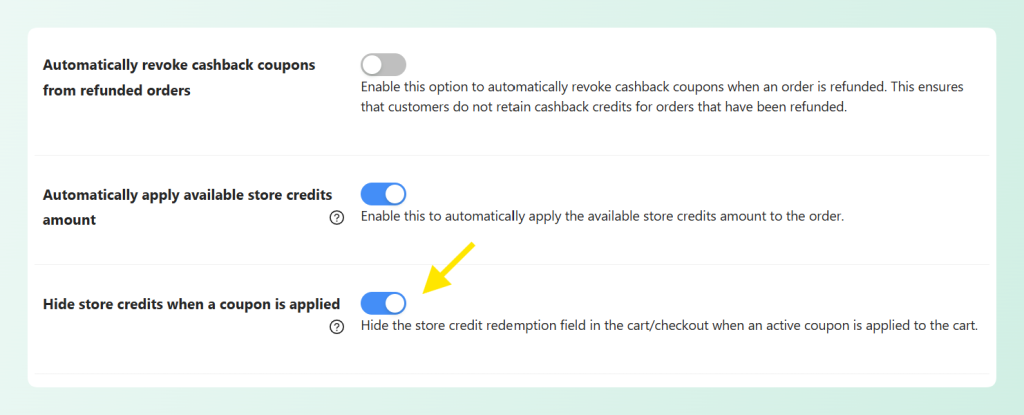 hide-store-credits-when-coupon-is-applied-option - Advanced Coupons Setting to hide the WooCommerce store credit redemption field when a coupon is applied