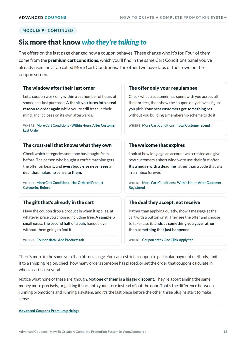 Guide page listing twelve premium WooCommerce coupon offers