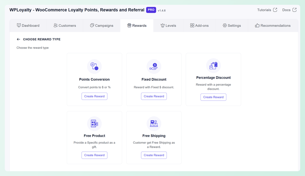 wployalty-options - Advanced Coupons WPLoyalty reward type options including points conversion, discounts, free products, and free shipping